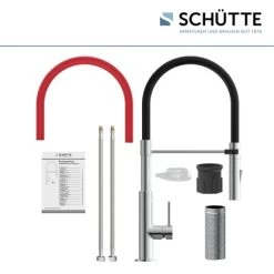 Schütte Spültischarmatur Mit Soft-Touch Schlauch Stilo Chrom-Schwarz -Garten Welt Verkauf 4008431791807 2759 5