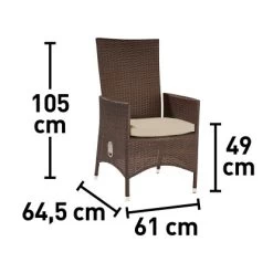 Gartensessel Davenport II Mit Verstellbarer Rückenlehne Aus Polyrattan Braun -Garten Welt Verkauf 4048124970485 VM01 240820
