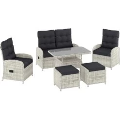 Lounge-Set Kalgan 6-teilig Wicker Eisgrau (B-Ware)