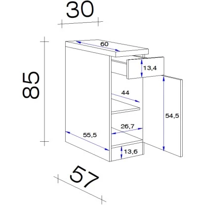 Flex-Well Classic Unterschrank Florida 30 Cm Weiß-Sonoma Eiche 2 Flex-Well Classic Unterschrank Florida 30 Cm Weiß-Sonoma Eiche – Bild 2