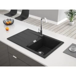 Miló Einbauspüle Granitverbundstoff Piatto 78 Graphit -Garten Welt Verkauf 5903140018315 30